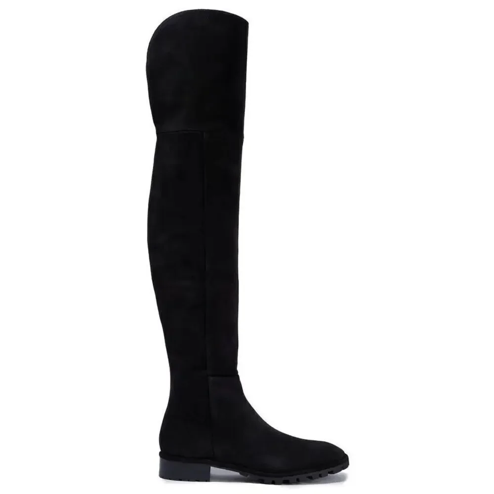 Stuart Weitzman Womens Suede Amber Over-The-Knee Flat Boots Black Size 8